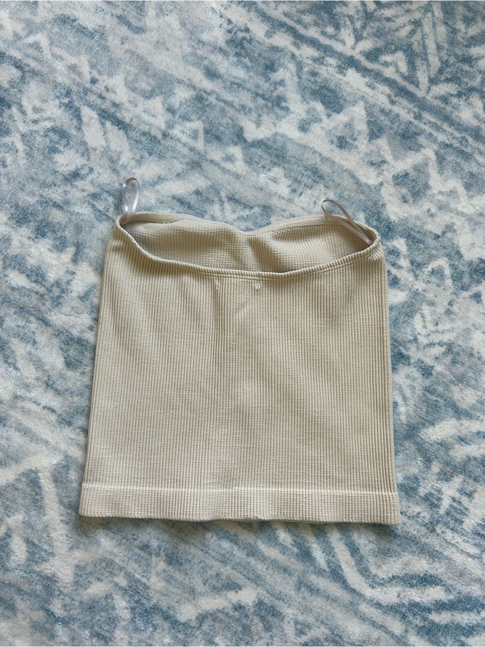 Dynamite Cream Ribbed Strapless Cropped Shirt - Picture 2 of 4